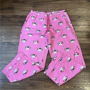 Y2K La Senza Lola & Coco Monkey‎ Print Pajama Bottoms L Sleepwear Flannel Baddie